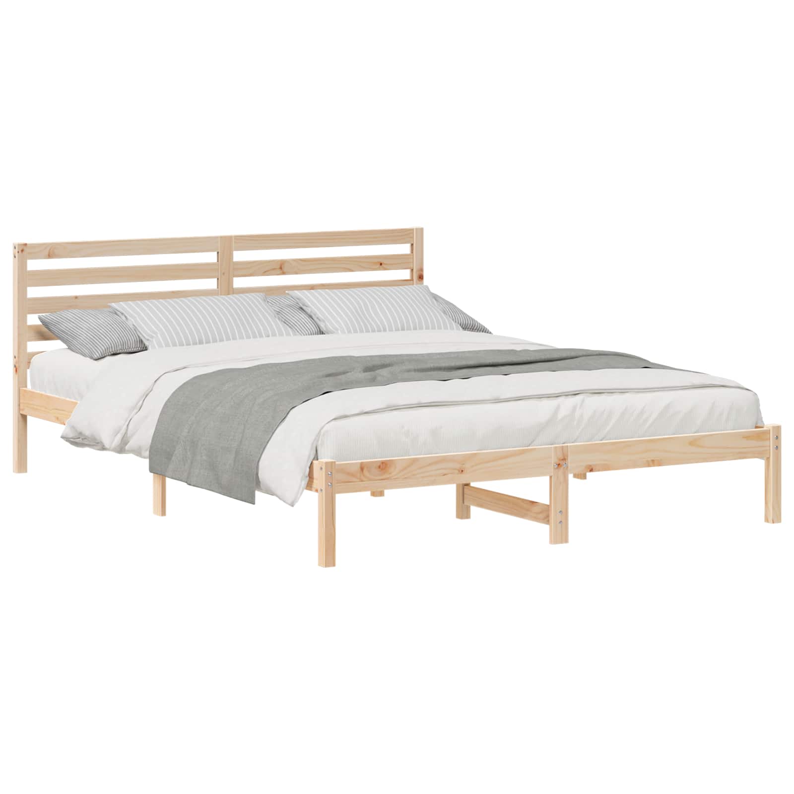 Bedframe met hoofdeinde Bruin 160 x 210 cm Massief grenenhout is nu te koop bij PeponiXL, paradijselijk wonen!