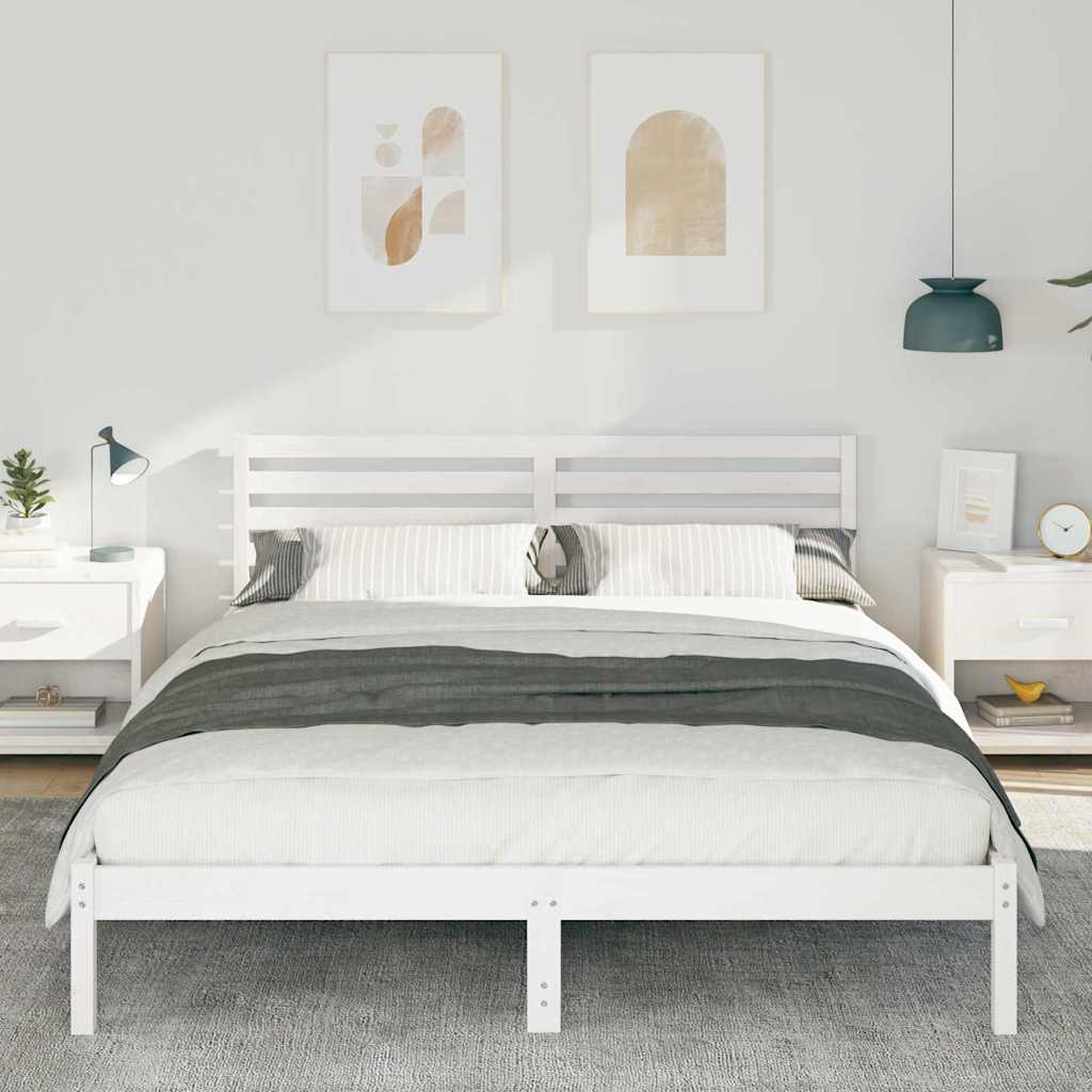 Bedframe met hoofdeinde Wit 160 x 210 cm Massief grenenhout is nu te koop bij PeponiXL, paradijselijk wonen!