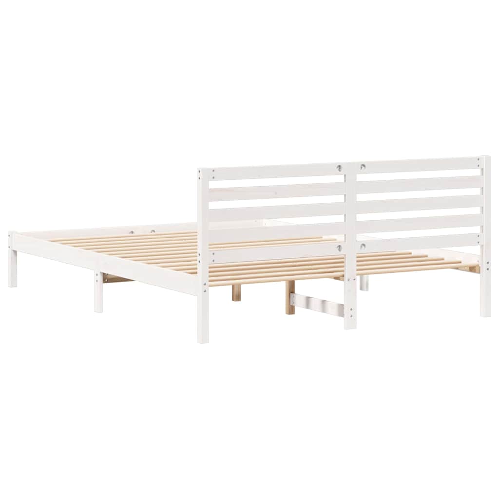 Bedframe met hoofdeinde Wit 160 x 210 cm Massief grenenhout is nu te koop bij PeponiXL, paradijselijk wonen!