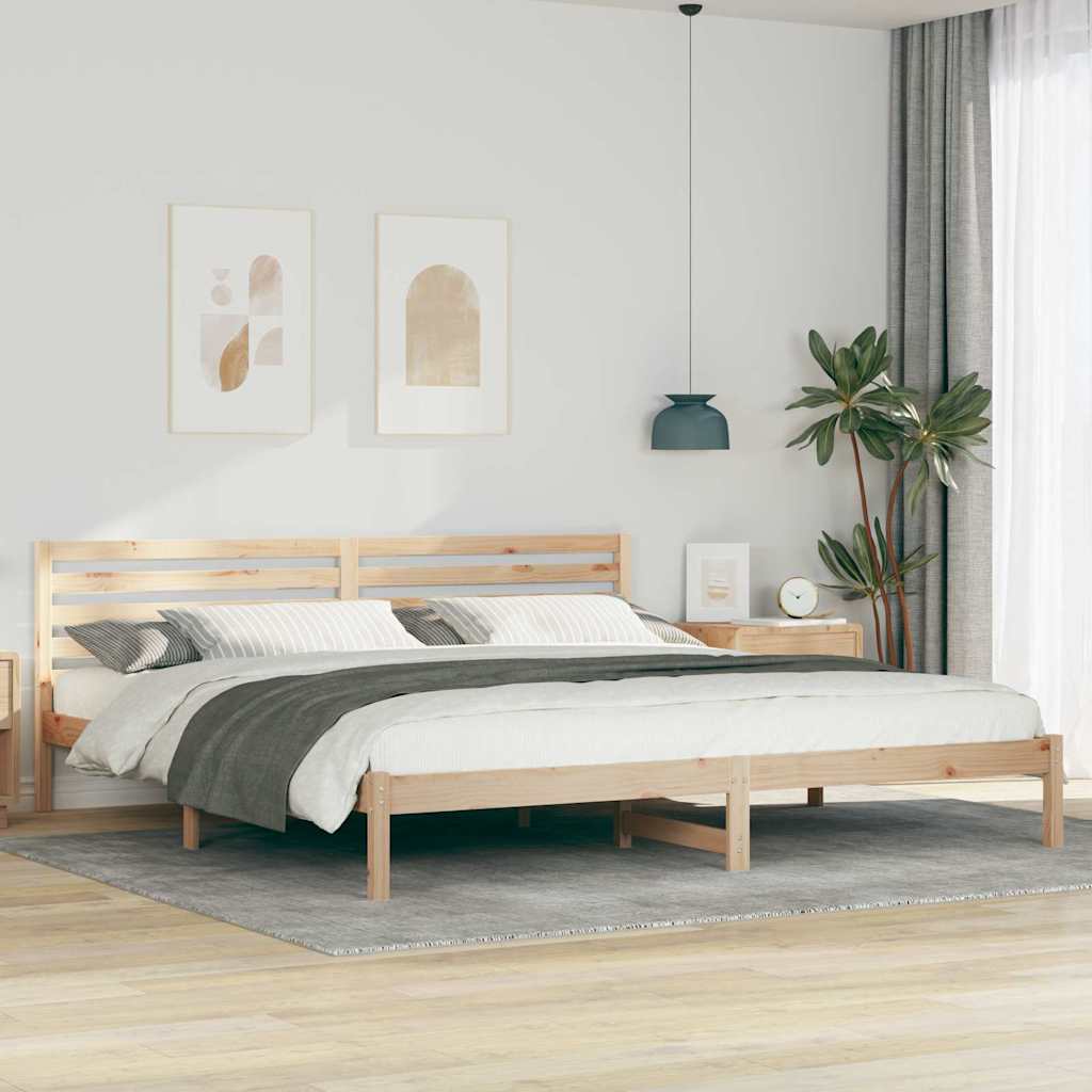 Bedframe met hoofdeinde Bruin 180 x 210 cm Massief grenenhout is nu te koop bij PeponiXL, paradijselijk wonen!