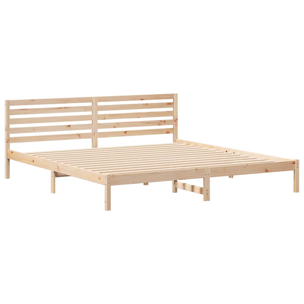 Bedframe met hoofdeinde Bruin 180 x 210 cm Massief grenenhout is nu te koop bij PeponiXL, paradijselijk wonen!