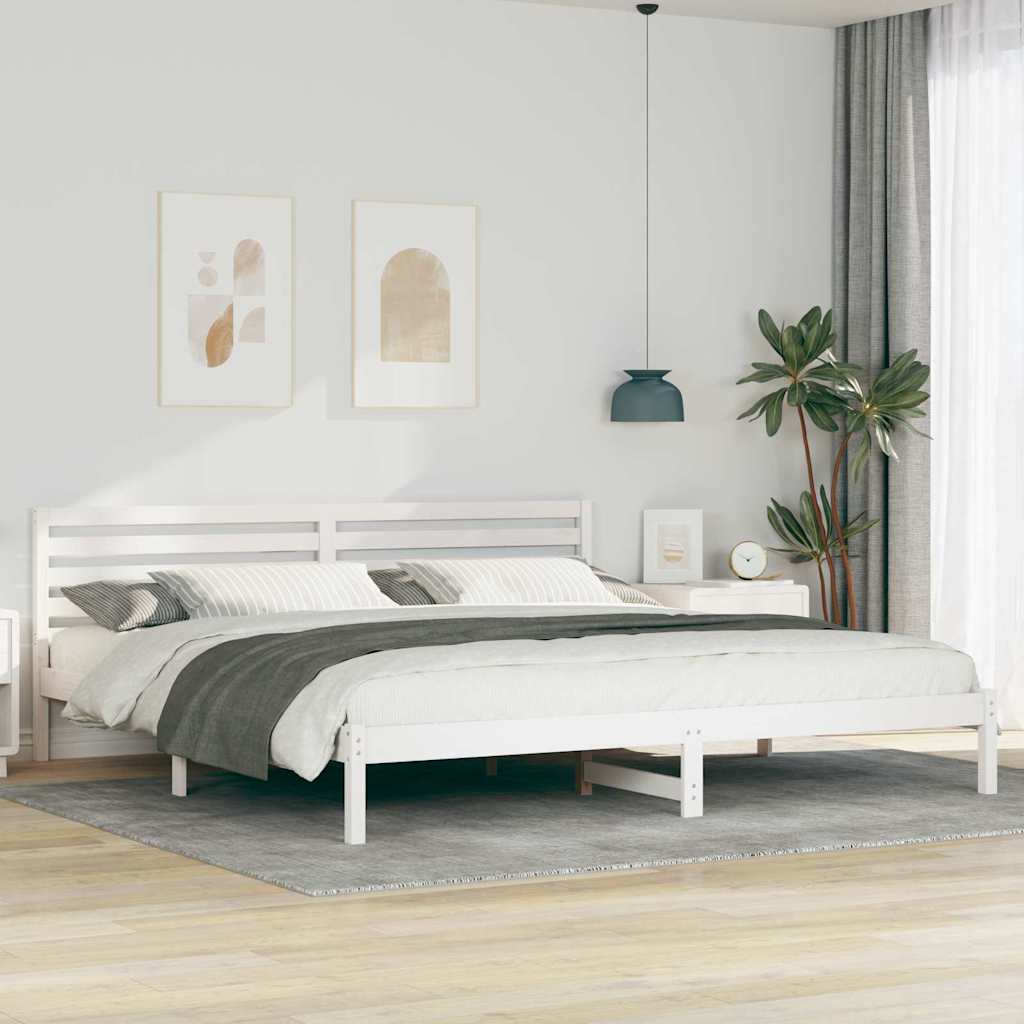 Bedframe met hoofdeinde Wit 180 x 210 cm Massief grenenhout is nu te koop bij PeponiXL, paradijselijk wonen!