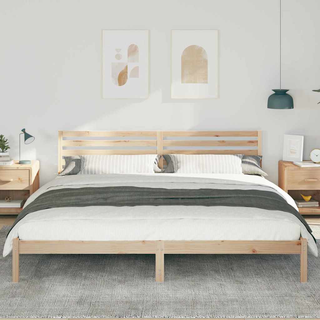 Bedframe met hoofdeinde Bruin 200 x 210 cm Massief grenenhout is nu te koop bij PeponiXL, paradijselijk wonen!
