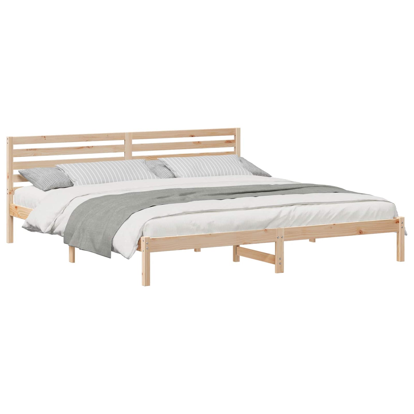 Bedframe met hoofdeinde Bruin 200 x 210 cm Massief grenenhout is nu te koop bij PeponiXL, paradijselijk wonen!