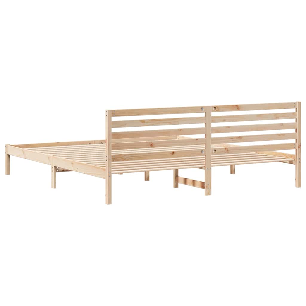 Bedframe met hoofdeinde Bruin 200 x 210 cm Massief grenenhout is nu te koop bij PeponiXL, paradijselijk wonen!