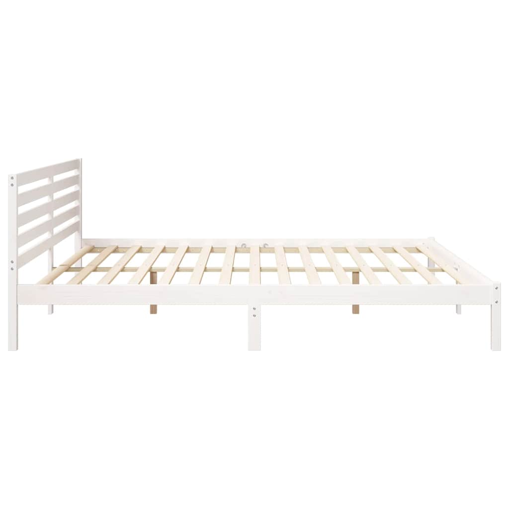 Bedframe met hoofdeinde Wit 200 x 210 cm Massief grenenhout is nu te koop bij PeponiXL, paradijselijk wonen!