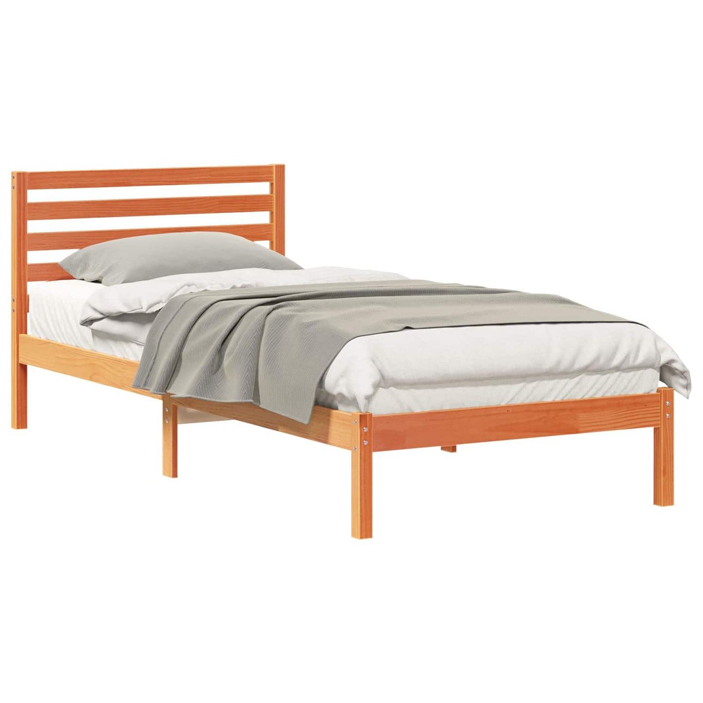 Bedframe met hoofdeinde Wasbruin 80 x 220 cm Massief grenenhout is nu te koop bij PeponiXL, paradijselijk wonen!