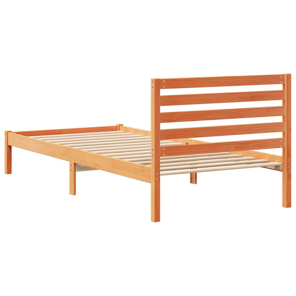 Bedframe met hoofdeinde Wasbruin 90 x 220 cm Massief grenenhout is nu te koop bij PeponiXL, paradijselijk wonen!