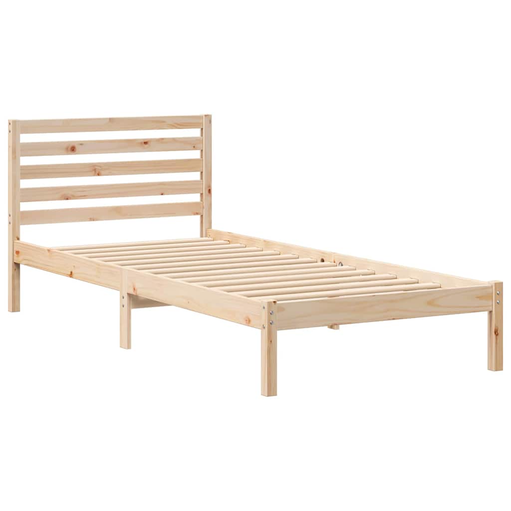 Bedframe met hoofdeinde Bruin 100 x 220 cm Massief grenenhout is nu te koop bij PeponiXL, paradijselijk wonen!
