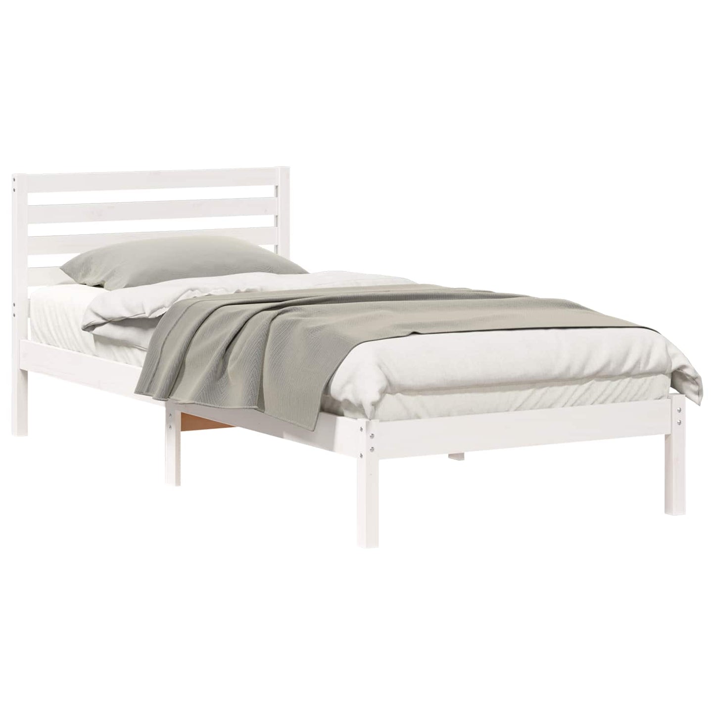 Bedframe met hoofdeinde Wit 100 x 220 cm Massief grenenhout is nu te koop bij PeponiXL, paradijselijk wonen!