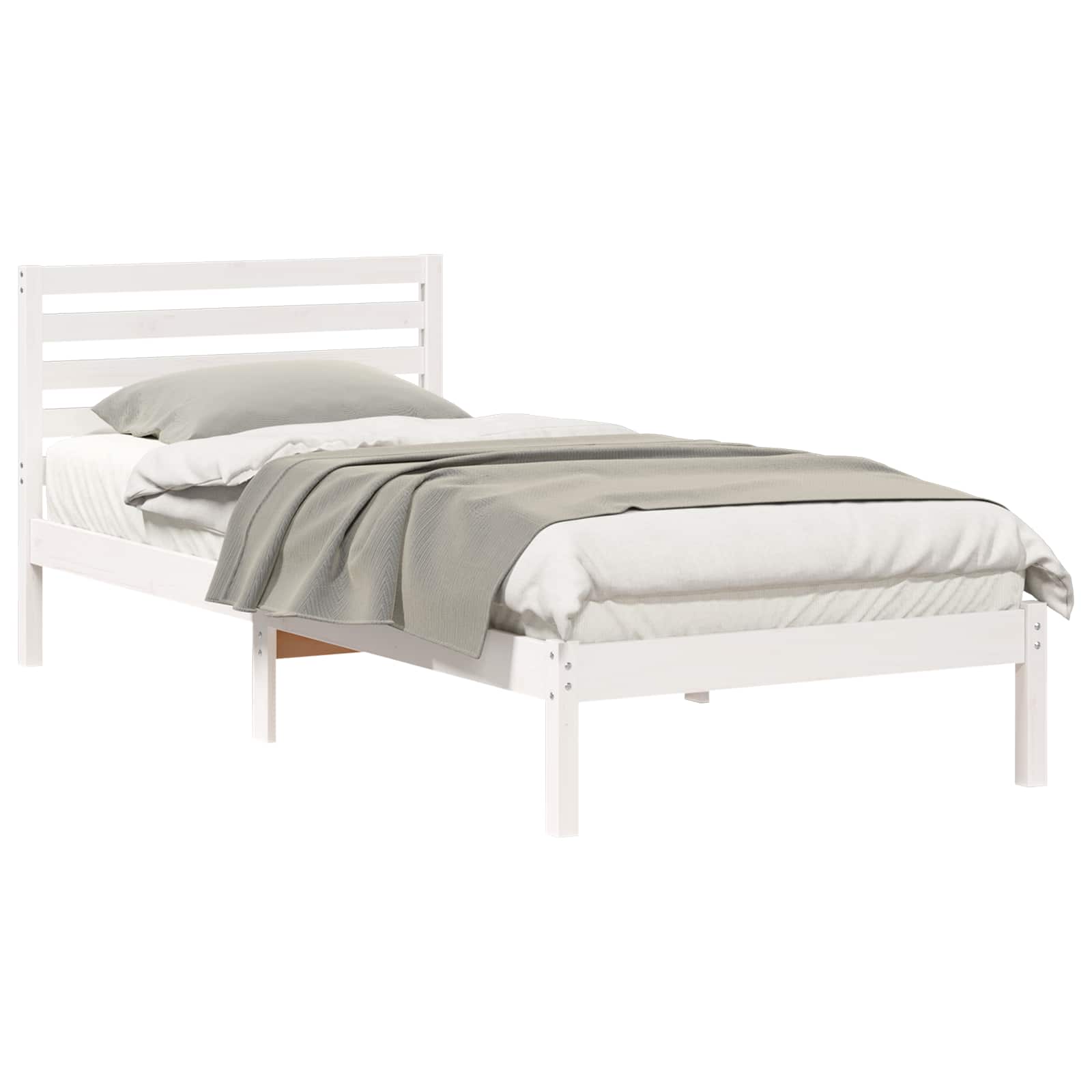 Bedframe met hoofdeinde Wit 100 x 220 cm Massief grenenhout is nu te koop bij PeponiXL, paradijselijk wonen!