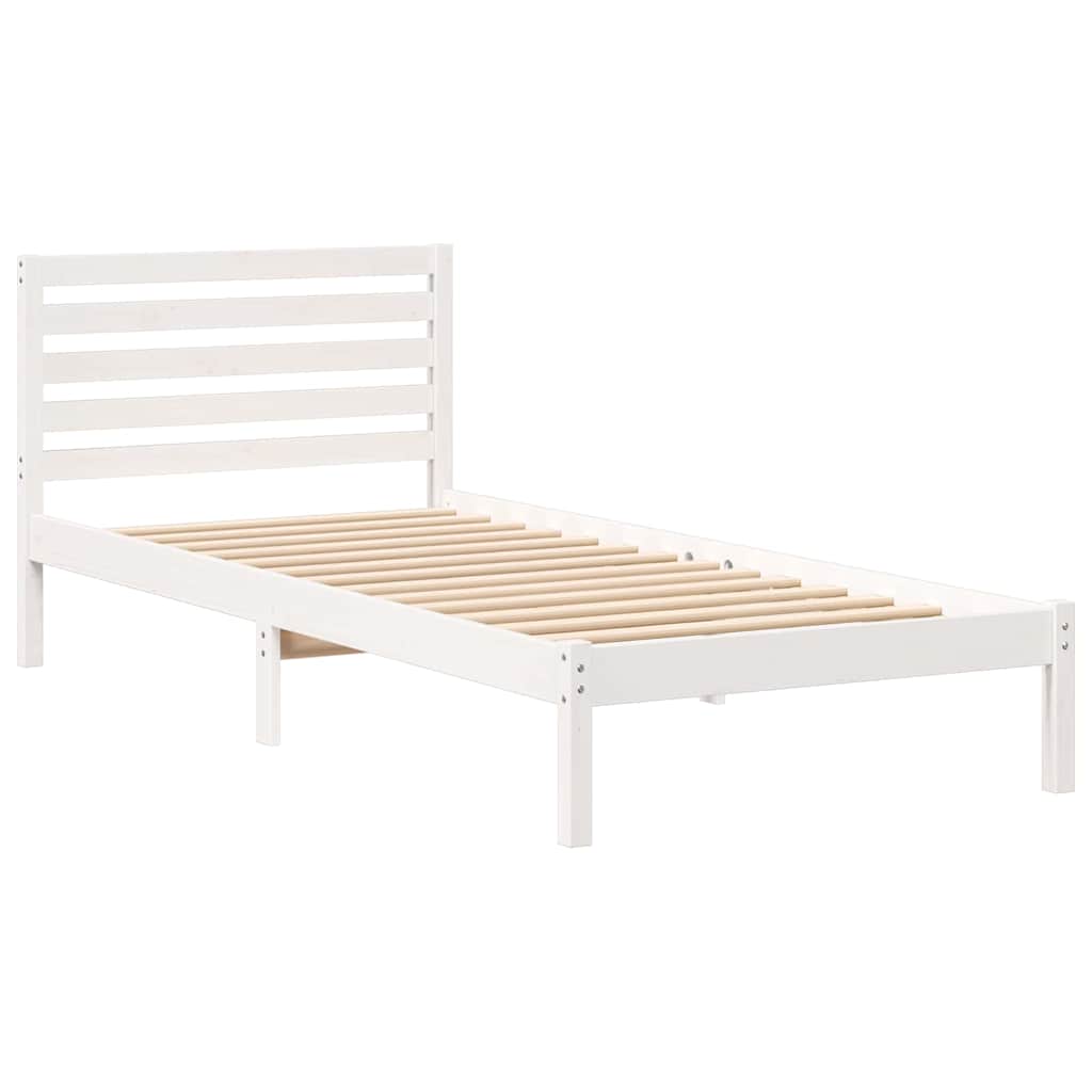 Bedframe met hoofdeinde Wit 100 x 220 cm Massief grenenhout is nu te koop bij PeponiXL, paradijselijk wonen!