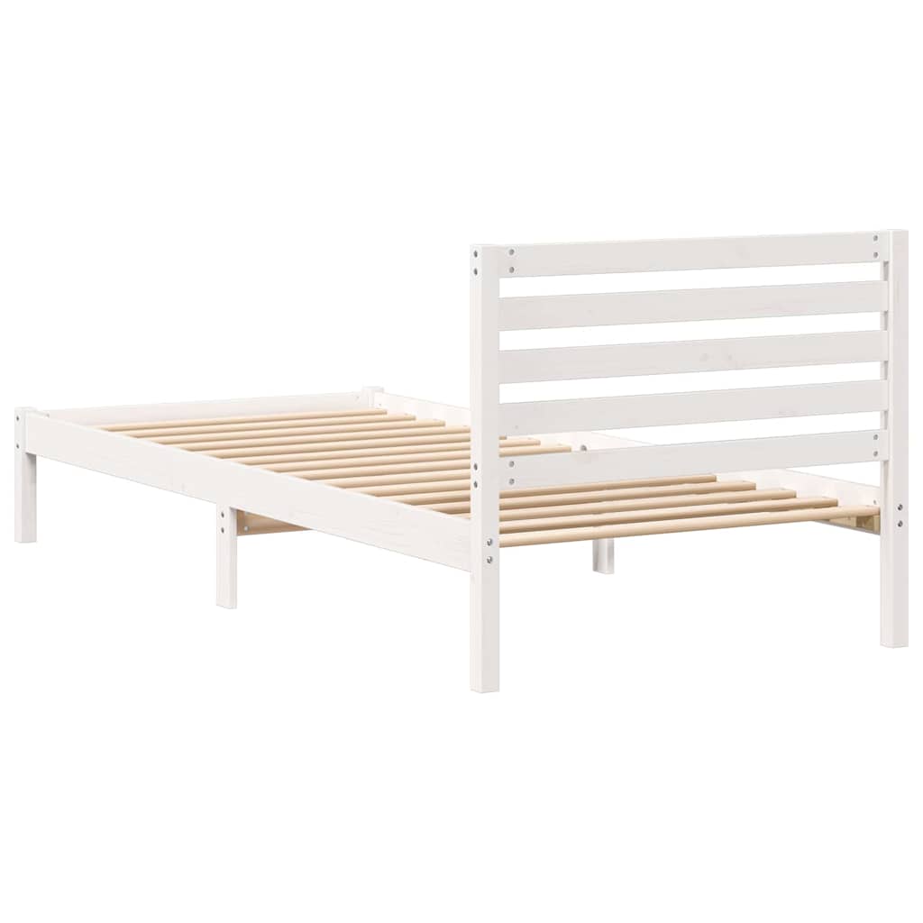 Bedframe met hoofdeinde Wit 100 x 220 cm Massief grenenhout is nu te koop bij PeponiXL, paradijselijk wonen!