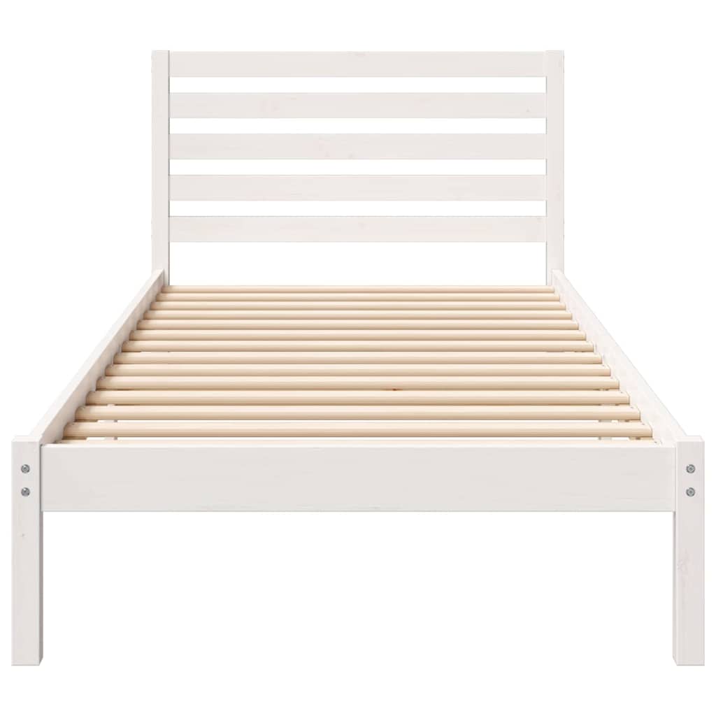 Bedframe met hoofdeinde Wit 100 x 220 cm Massief grenenhout is nu te koop bij PeponiXL, paradijselijk wonen!
