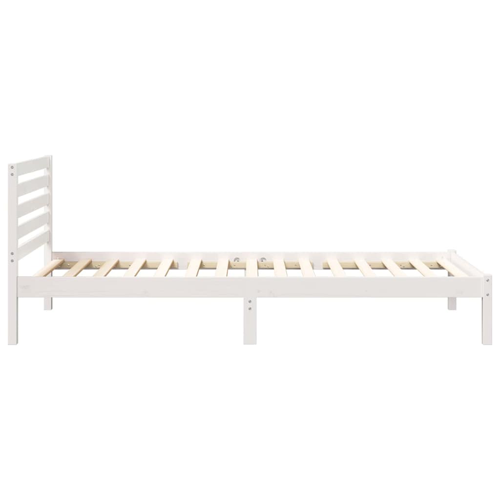 Bedframe met hoofdeinde Wit 100 x 220 cm Massief grenenhout is nu te koop bij PeponiXL, paradijselijk wonen!