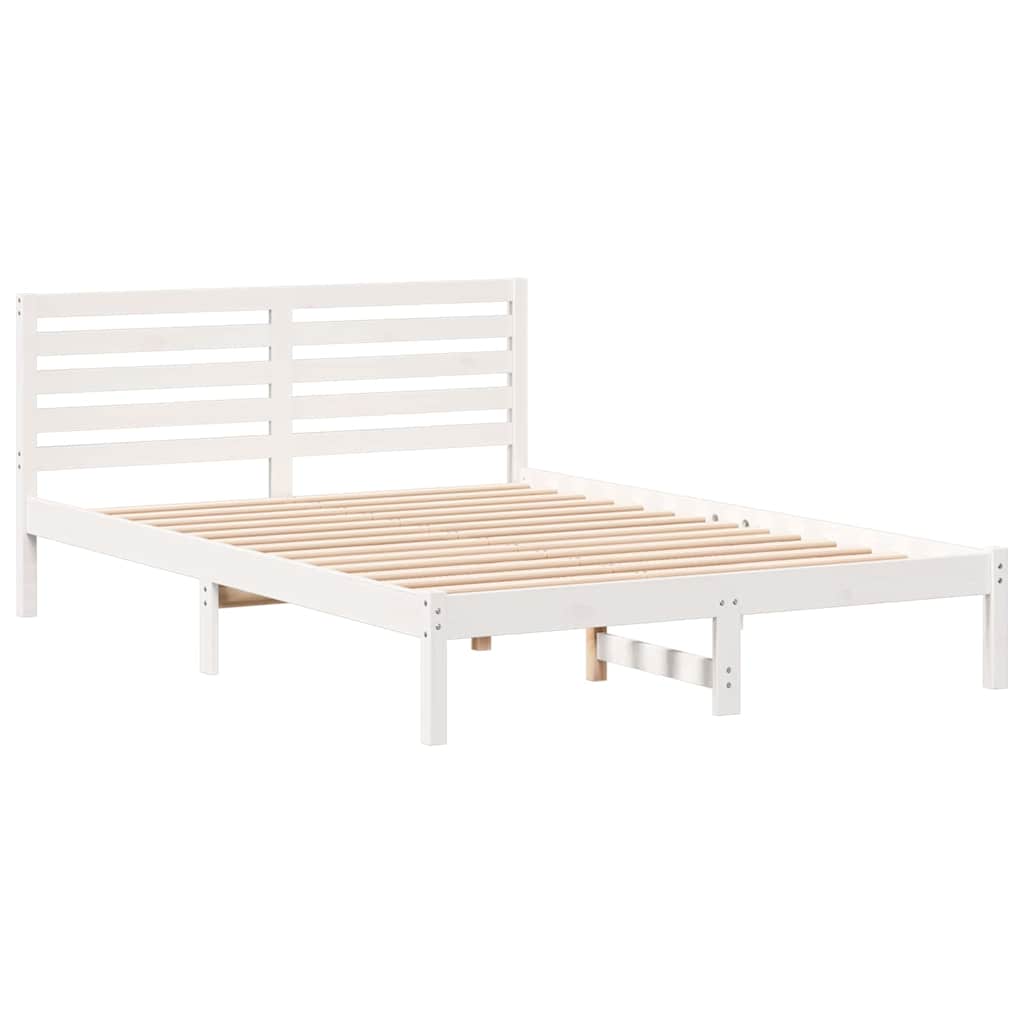 Bedframe met hoofdeinde Wit 140 x 220 cm Massief grenenhout is nu te koop bij PeponiXL, paradijselijk wonen!