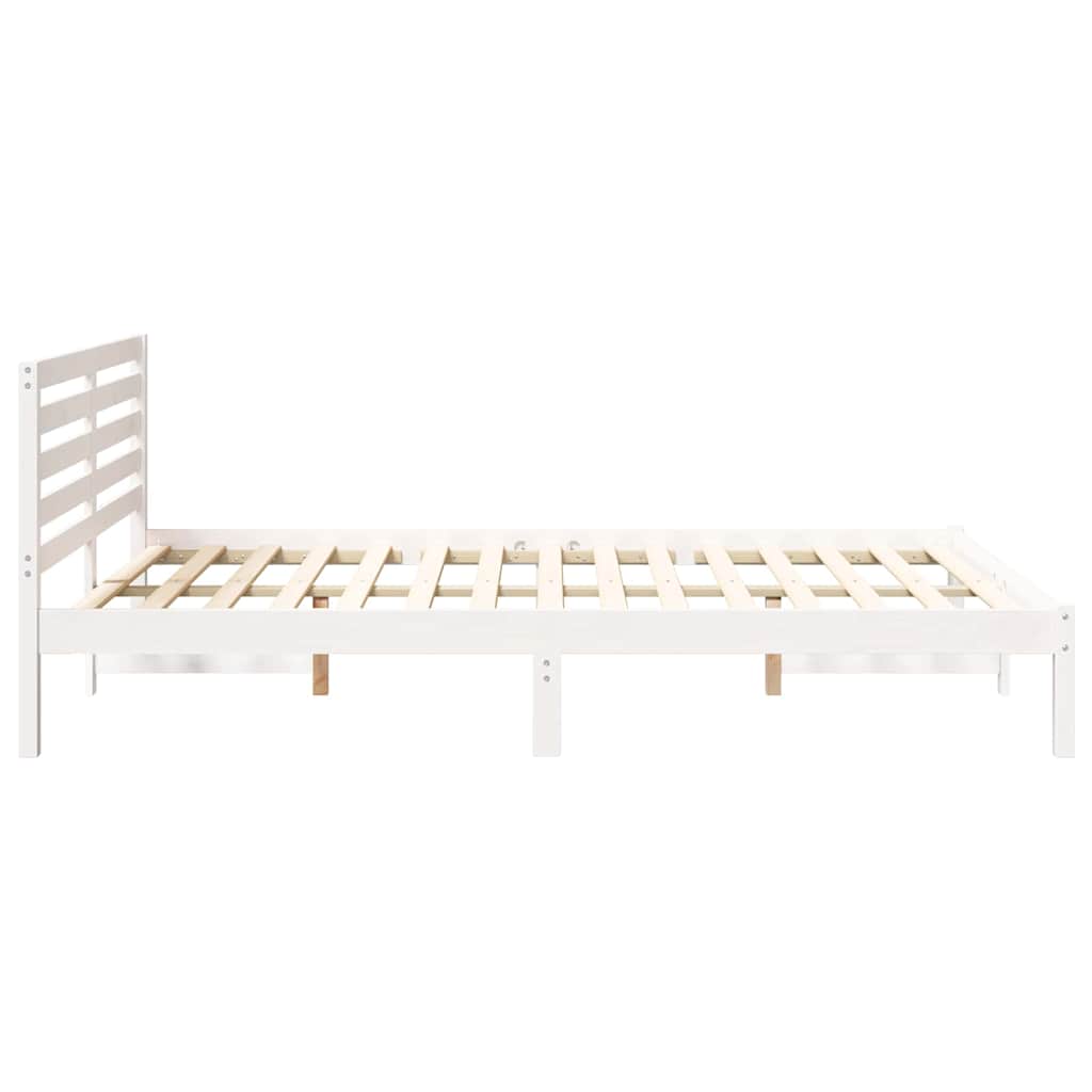 Bedframe met hoofdeinde Wit 140 x 220 cm Massief grenenhout is nu te koop bij PeponiXL, paradijselijk wonen!