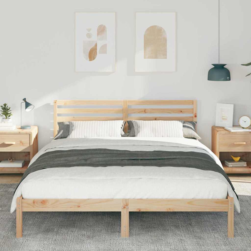 Bedframe met hoofdeinde Bruin 160 x 220 cm Massief grenenhout is nu te koop bij PeponiXL, paradijselijk wonen!