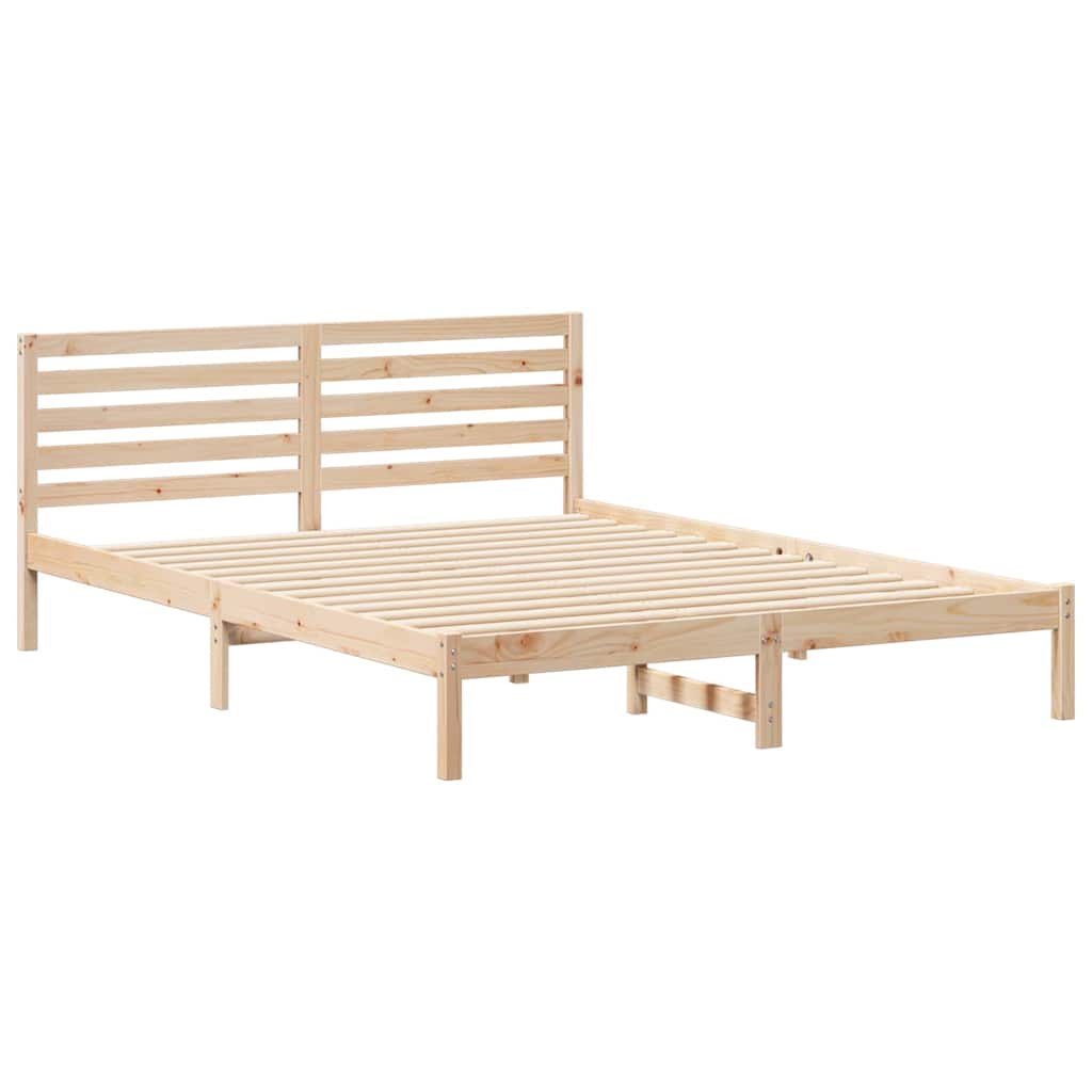 Bedframe met hoofdeinde Bruin 160 x 220 cm Massief grenenhout is nu te koop bij PeponiXL, paradijselijk wonen!
