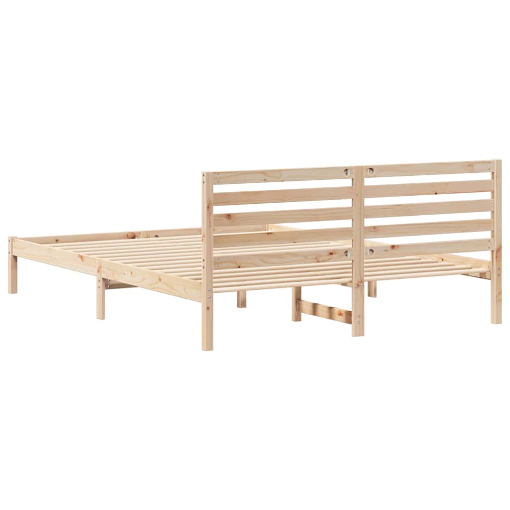 Bedframe met hoofdeinde Bruin 160 x 220 cm Massief grenenhout is nu te koop bij PeponiXL, paradijselijk wonen!