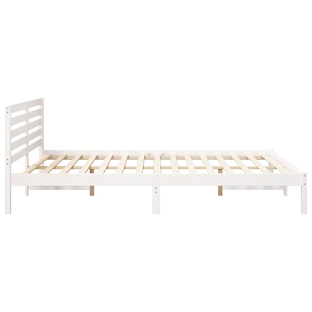 Bedframe met hoofdeinde Wit 160 x 220 cm Massief grenenhout is nu te koop bij PeponiXL, paradijselijk wonen!