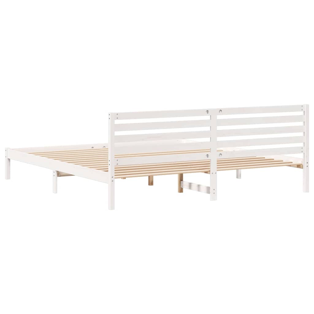 Bedframe met hoofdeinde Wit 180 x 220 cm Massief grenenhout is nu te koop bij PeponiXL, paradijselijk wonen!