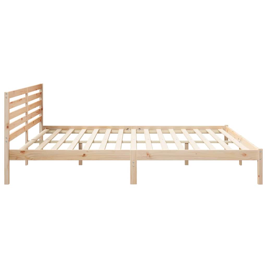 Bedframe met hoofdeinde Bruin 200 x 220 cm Massief grenenhout is nu te koop bij PeponiXL, paradijselijk wonen!