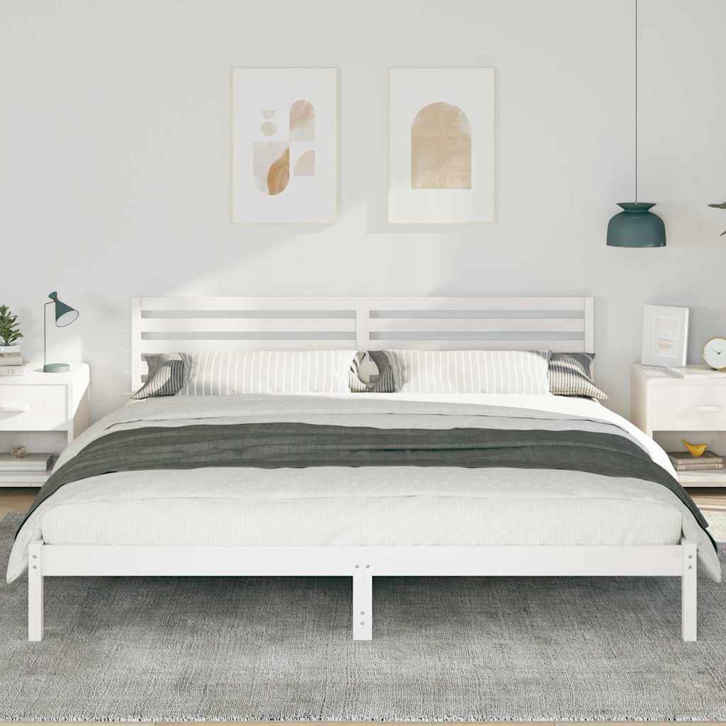 Bedframe met hoofdeinde Wit 200 x 220 cm Massief grenenhout is nu te koop bij PeponiXL, paradijselijk wonen!