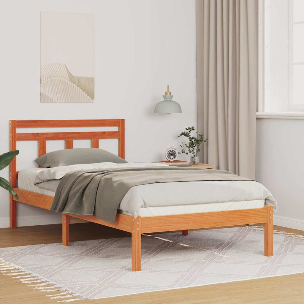 Bedframe Bruin 90 x 200 cm Massief grenenhout is nu te koop bij PeponiXL, paradijselijk wonen!
