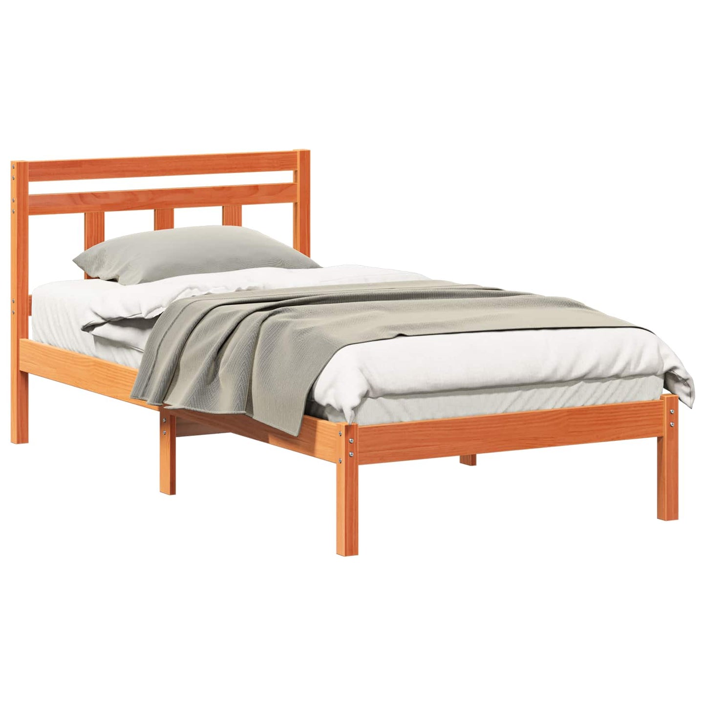 Bedframe Bruin 90 x 200 cm Massief grenenhout is nu te koop bij PeponiXL, paradijselijk wonen!