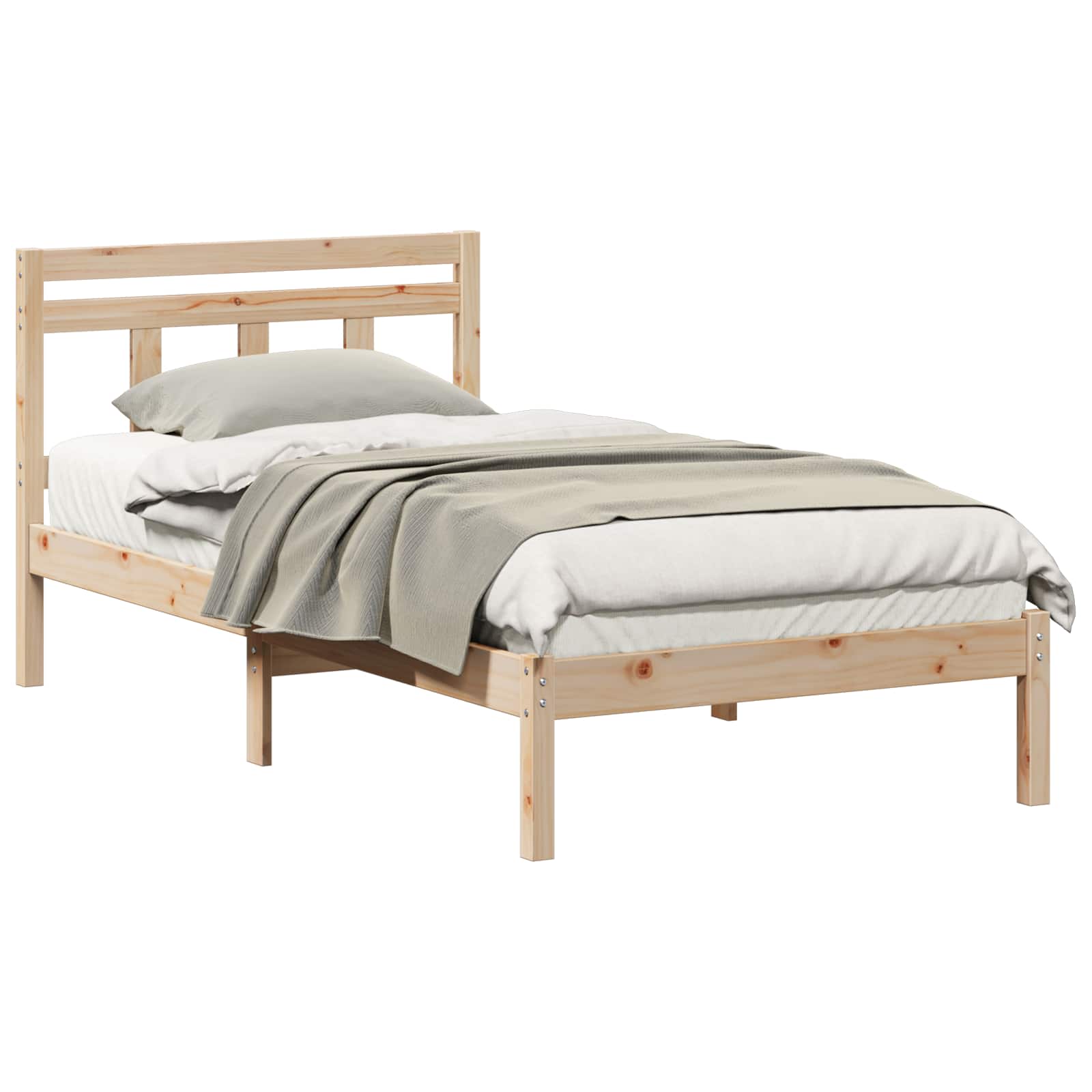 Bedframe Bruin 75 x 190 cm Massief grenenhout is nu te koop bij PeponiXL, paradijselijk wonen!