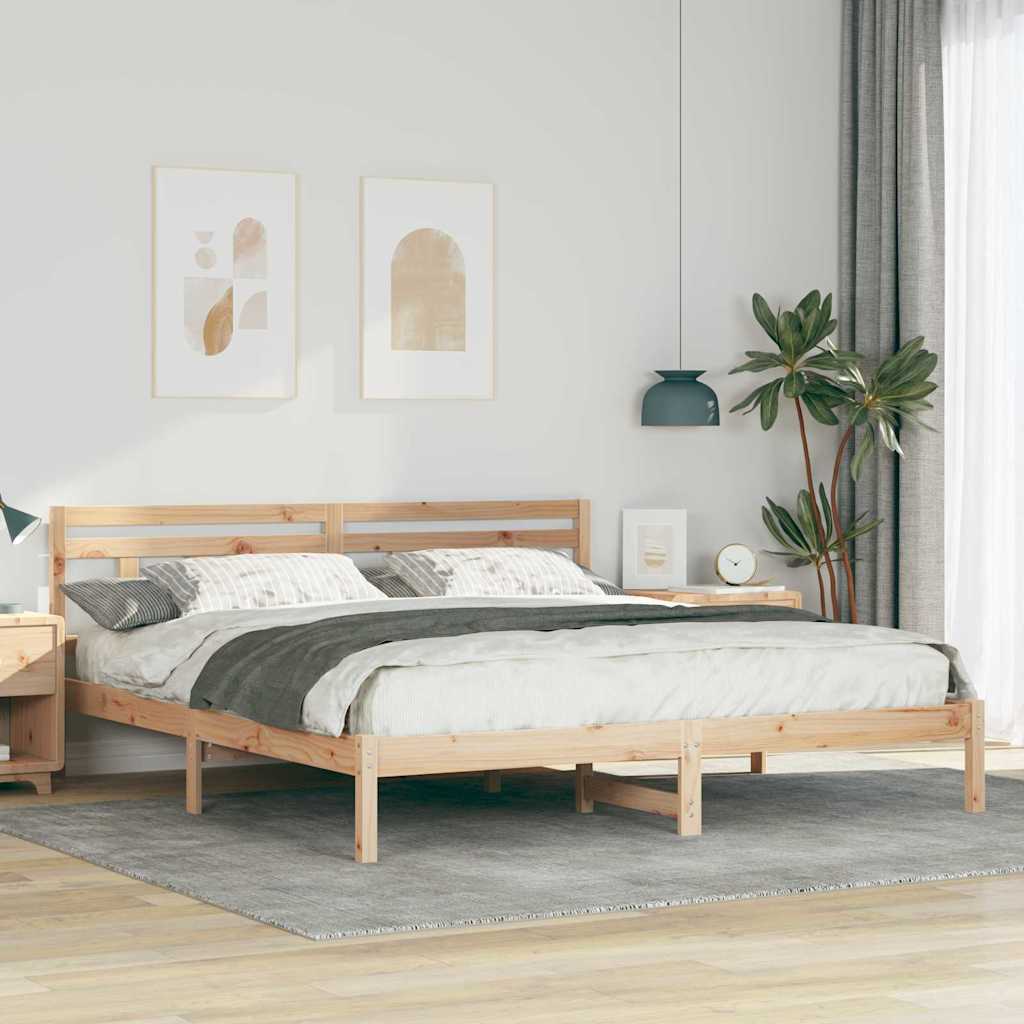Bedframe Bruin 200 x 200 cm Massief grenenhout is nu te koop bij PeponiXL, paradijselijk wonen!