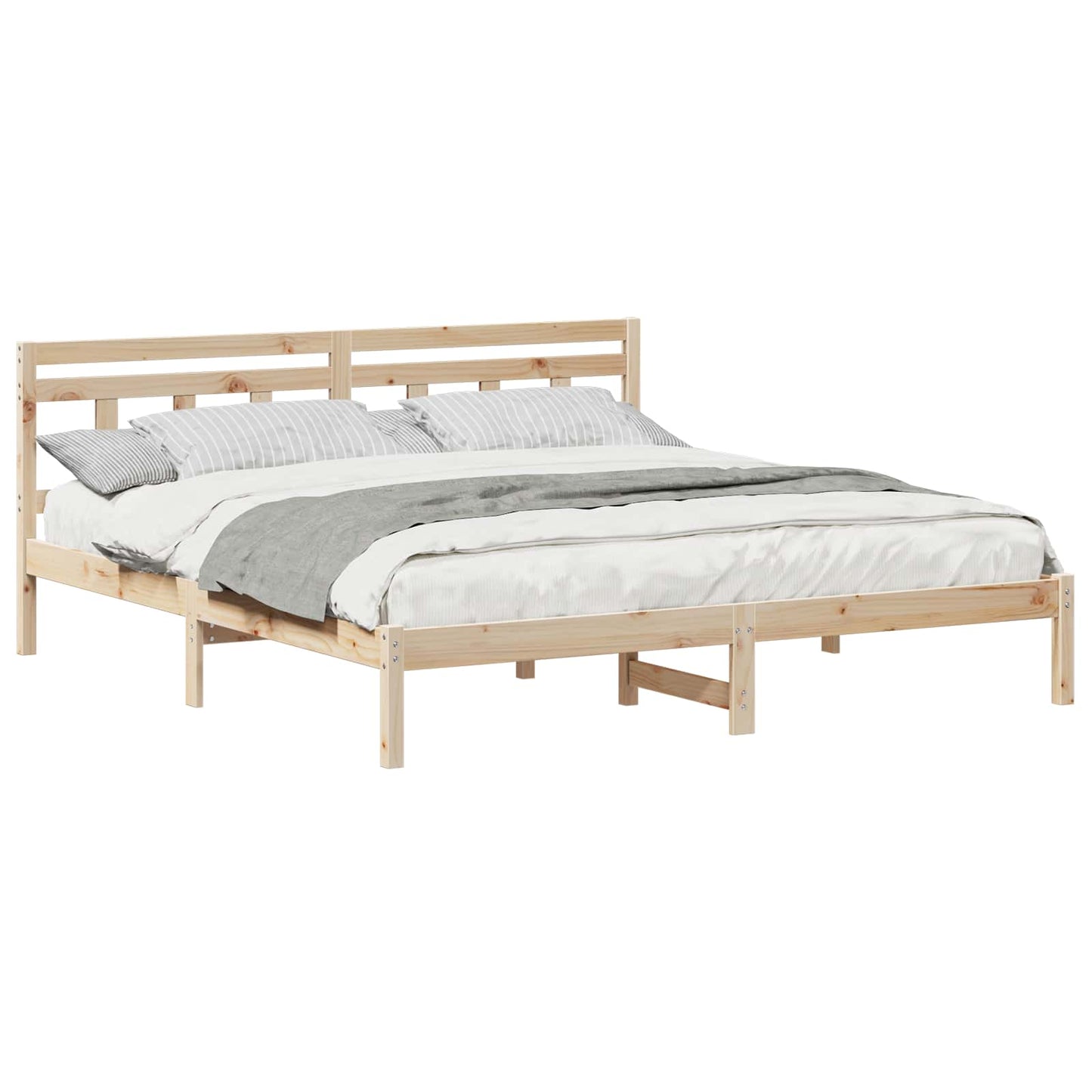 Bedframe Bruin 200 x 200 cm Massief grenenhout is nu te koop bij PeponiXL, paradijselijk wonen!