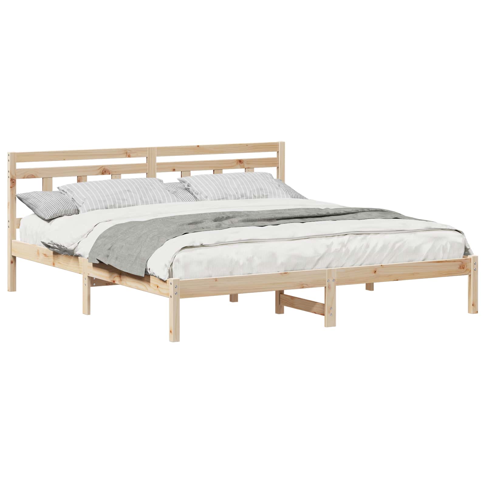 Bedframe Bruin 200 x 200 cm Massief grenenhout is nu te koop bij PeponiXL, paradijselijk wonen!