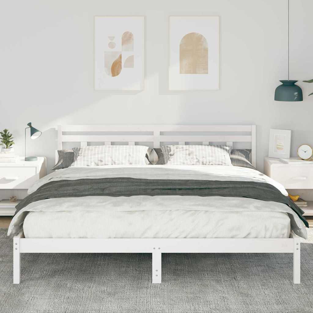 Bedframe Wit 200 x 200 cm Massief grenenhout is nu te koop bij PeponiXL, paradijselijk wonen!