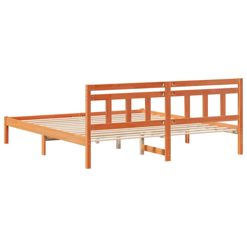 Bedframe Bruin 200 x 200 cm Massief grenenhout is nu te koop bij PeponiXL, paradijselijk wonen!