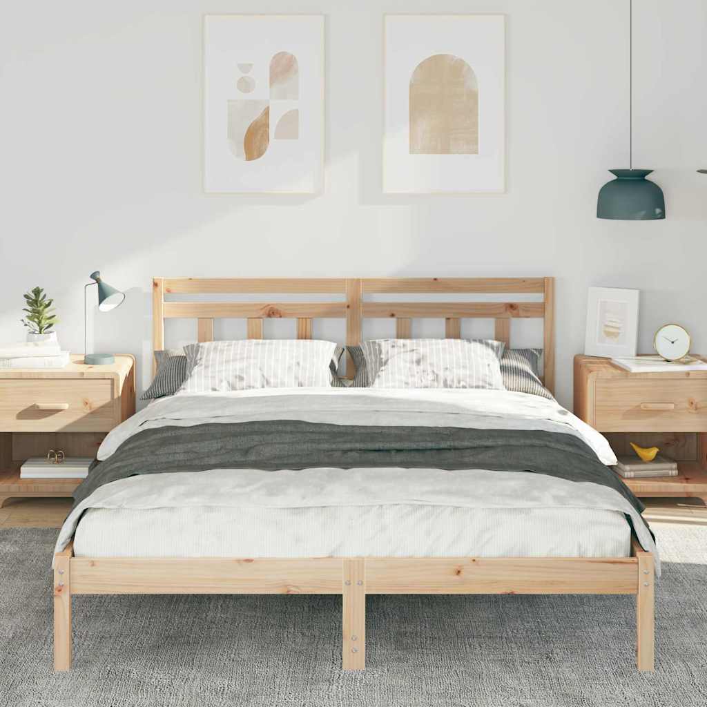 Bedframe Bruin 150 x 200 cm Massief grenenhout is nu te koop bij PeponiXL, paradijselijk wonen!