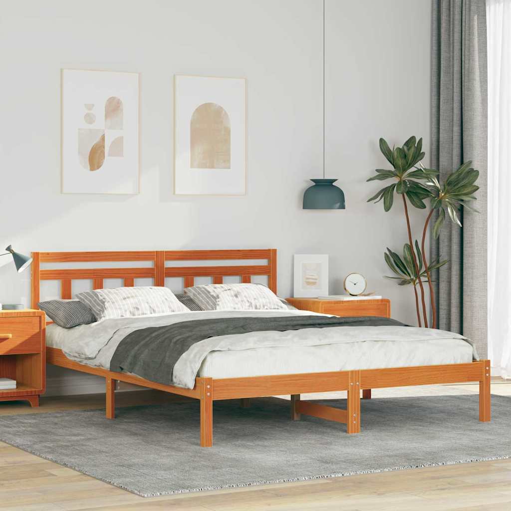 Bedframe Bruin 150 x 200 cm Massief grenenhout is nu te koop bij PeponiXL, paradijselijk wonen!