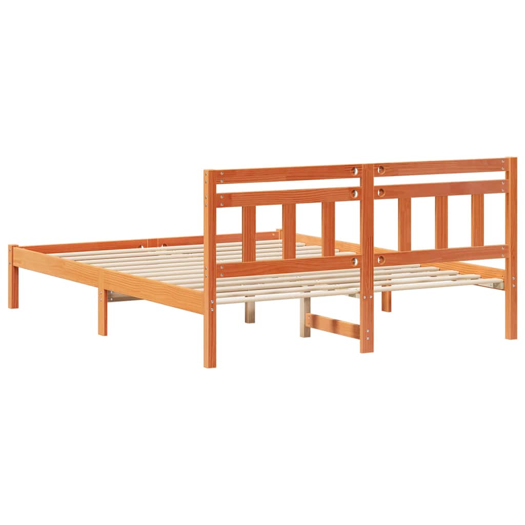 Bedframe Bruin 150 x 200 cm Massief grenenhout is nu te koop bij PeponiXL, paradijselijk wonen!