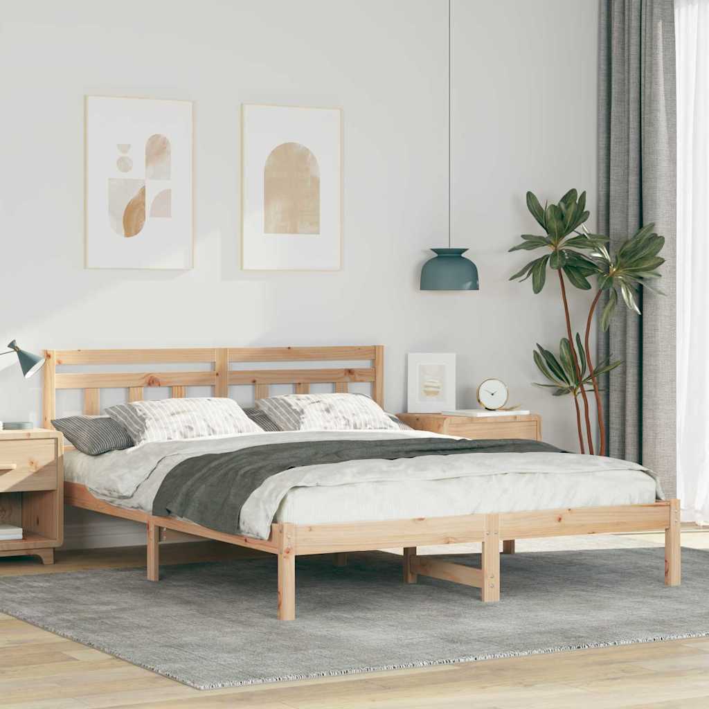 Bedframe Bruin 140 x 200 cm Massief grenenhout is nu te koop bij PeponiXL, paradijselijk wonen!
