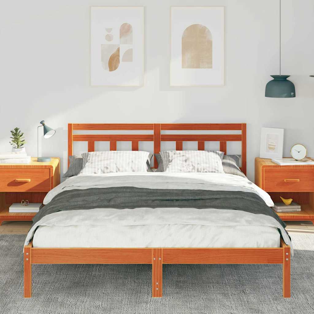 Bedframe Bruin 140 x 200 cm Massief grenenhout is nu te koop bij PeponiXL, paradijselijk wonen!