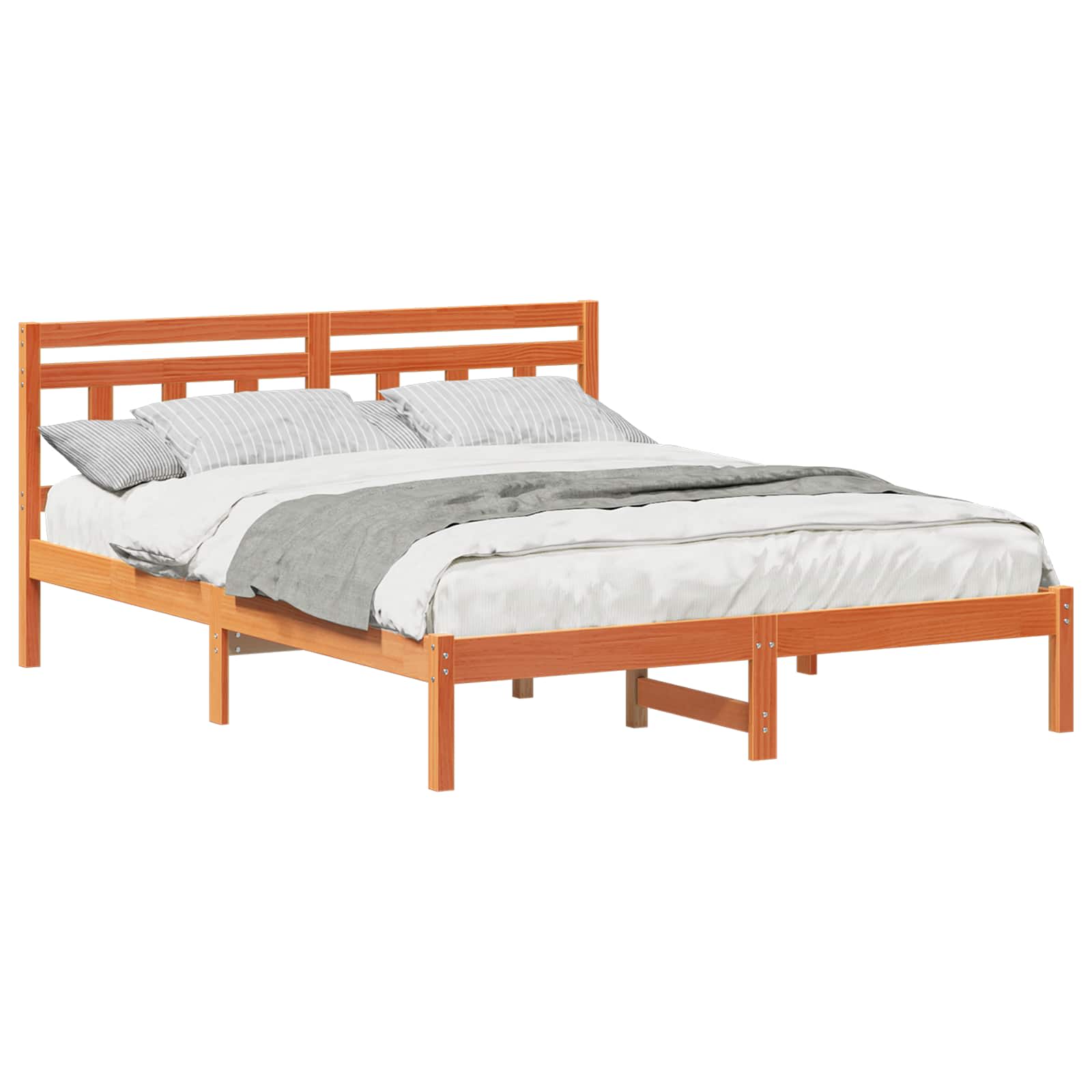 Bedframe Bruin 140 x 200 cm Massief grenenhout is nu te koop bij PeponiXL, paradijselijk wonen!