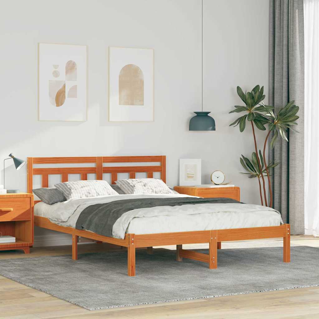 Bedframe Bruin 140 x 190 cm Massief grenenhout is nu te koop bij PeponiXL, paradijselijk wonen!