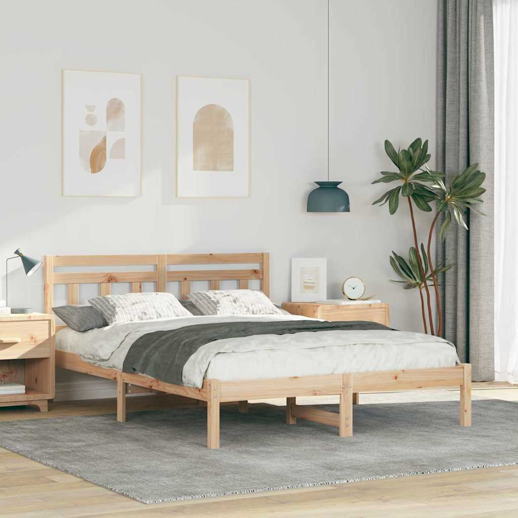 Bedframe Bruin 135 x 190 cm Massief grenenhout is nu te koop bij PeponiXL, paradijselijk wonen!