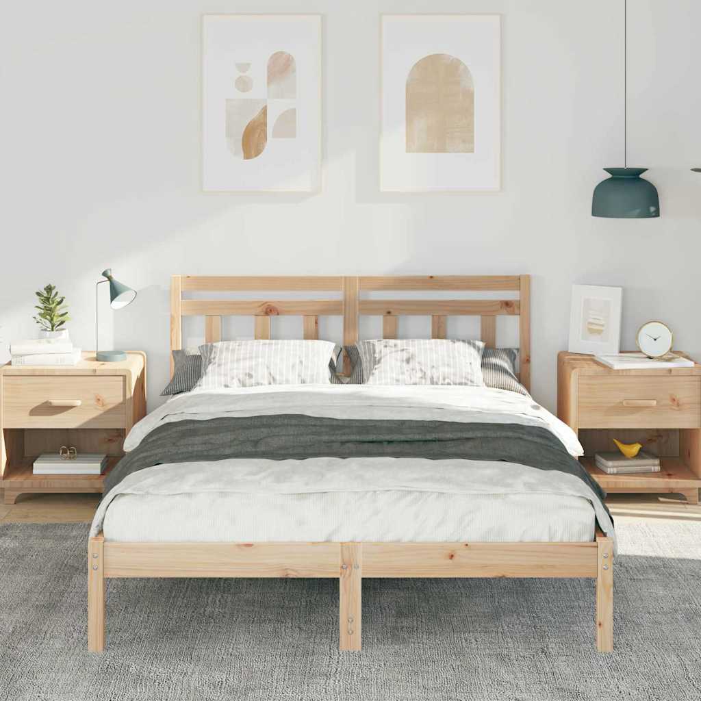 Bedframe Bruin 135 x 190 cm Massief grenenhout is nu te koop bij PeponiXL, paradijselijk wonen!