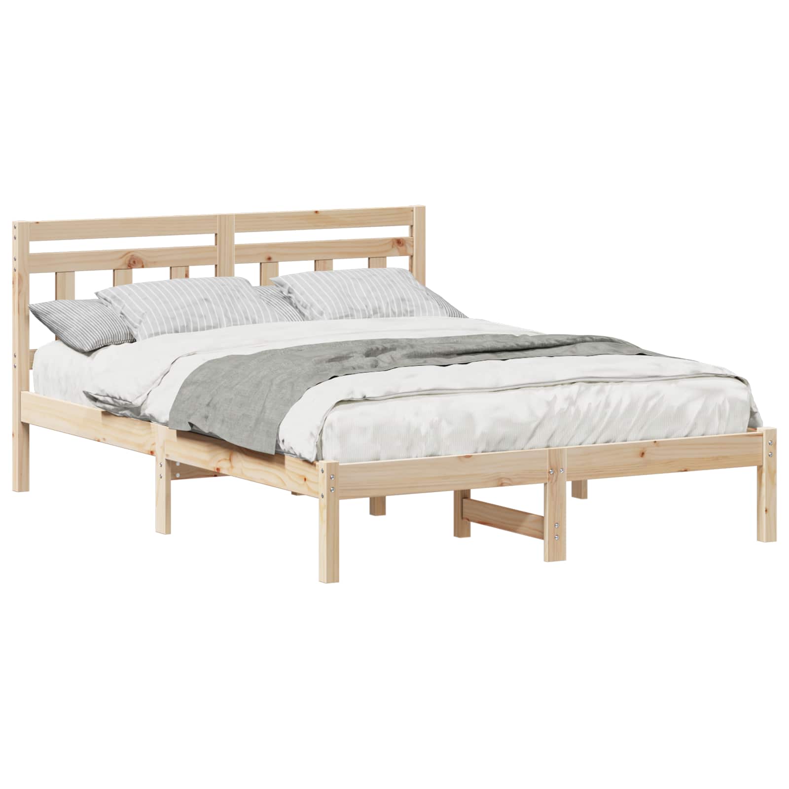 Bedframe Bruin 135 x 190 cm Massief grenenhout is nu te koop bij PeponiXL, paradijselijk wonen!