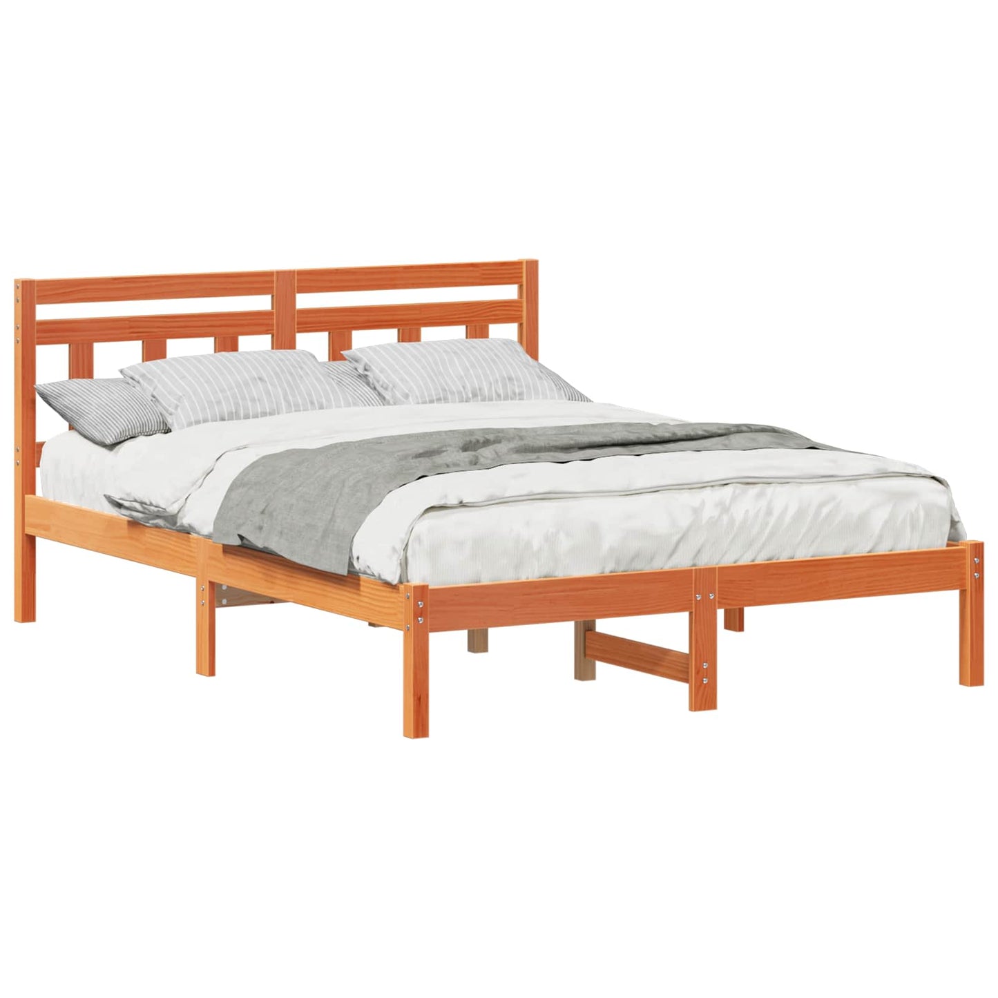 Bedframe Bruin 135 x 190 cm Massief grenenhout is nu te koop bij PeponiXL, paradijselijk wonen!