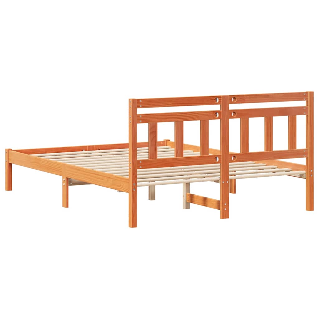 Bedframe Bruin 135 x 190 cm Massief grenenhout is nu te koop bij PeponiXL, paradijselijk wonen!