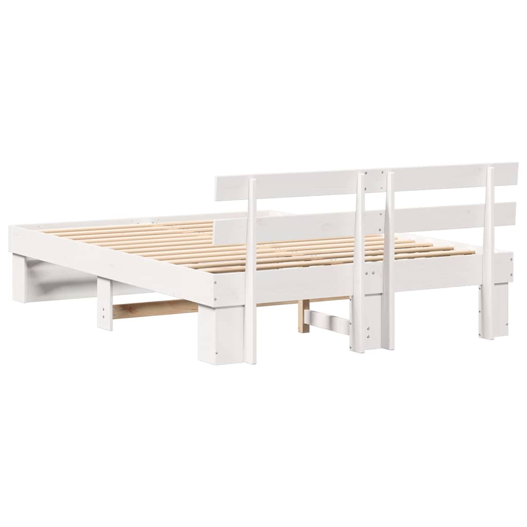 Bedframe met hoofdeinde Wit 160 x 200 cm Massief grenenhout is nu te koop bij PeponiXL, paradijselijk wonen!