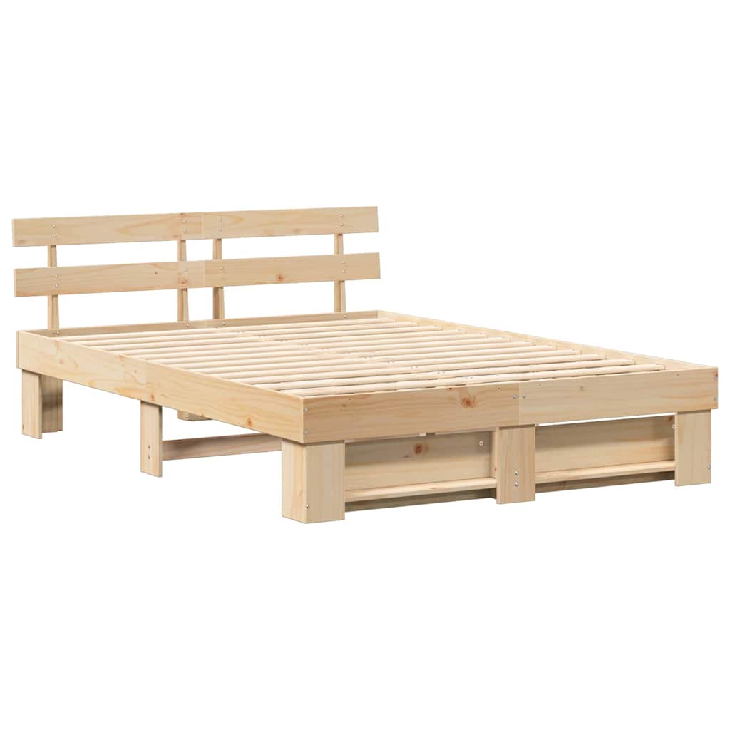 Bedframe met hoofdeinde Bruin 150 x 200 cm Massief grenenhout is nu te koop bij PeponiXL, paradijselijk wonen!